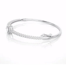 Pear Halo Delicate Bangle Bracelet