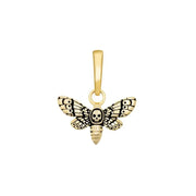 Gothic skull moth gold pendant necklace with dark aesthetic design, unique statement jewelry for women