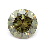 0.95 Ct round cut dark green lab grown diamond with rich color, bold loose diamond for jewelry