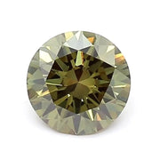0.95 Ct round cut dark green lab grown diamond with rich color, bold loose diamond for jewelry