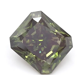 1.72 Ct dark green radiant cut lab grown diamond with deep color, brilliant loose stone for luxury jewelry
