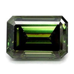 1.12 Ct fancy green emerald cut lab grown diamond with step facets, elegant loose stone for fine jewelry