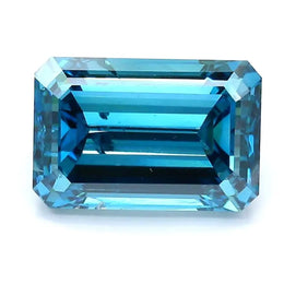4.98 Ct deep blue emerald cut lab grown diamond with step facets, elegant loose stone for luxury jewelry