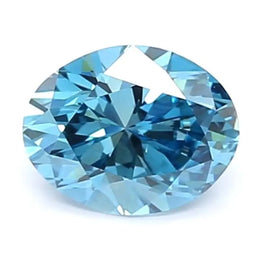 1.00 Ct vivid blue oval cut lab grown diamond with bright color, elegant loose gem for custom jewelry