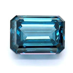 1.25 Ct dark blue emerald cut lab diamond with soft brilliance, elegant loose stone for fine jewelry