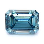1.27 Ct dark blue emerald cut lab diamond with soft glow, elegant loose stone
