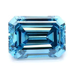 1.28 Ct deep blue emerald cut lab diamond with step facets, elegant loose stone for fine jewelry