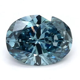 1.30 Ct deep blue oval cut lab grown diamond with vivid color and brilliant sparkle loose stone