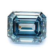 1.58 Ct dark blue emerald cut lab grown diamond with rich color and elegant step cut sparkle