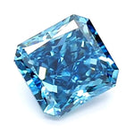 1.02 Ct deep blue radiant cut lab grown diamond with soft sparkle and rich elegant color