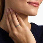 2.94 Ct lab-created Riviera blue emerald cut diamond ring, elegant bridal jewelry, perfect wedding gift, sophisticated gemstone ring.