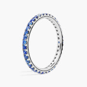 2.94 Ct lab-created Riviera blue emerald cut diamond ring, elegant bridal jewelry, perfect wedding gift, sophisticated gemstone ring.