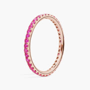 2.96 Ct lab-created ruby-pink round cut gemstone ring, elegant jewelry gift for her, sparkling gemstone in sterling setting