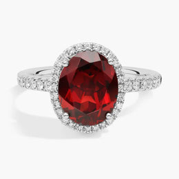 5.09 Ct oval shape lab created gemstone ring with white stone halo design, elegant sparkling gemstone jewelry for women