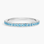 2.96 Ct lab-created Riviera blue emerald cut ring for bride, elegant wedding gift, vibrant blue gemstone jewelry