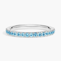 2.96 Ct lab-created Riviera blue emerald cut ring for bride, elegant wedding gift, vibrant blue gemstone jewelry