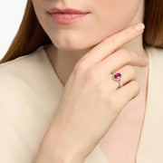 Classic 3.87 Ct Lab Created Ruby-Pink Oval Cut Gemstone Ring with Elegant White Stones