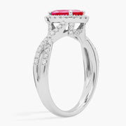 Classic 3.87 Ct Lab Created Ruby-Pink Oval Cut Gemstone Ring with Elegant White Stones