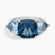 Lab-created baby blue gemstone ring 5.65 Ct with London blue gemstone, elegant and high-end design for women’s jewelry