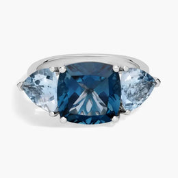 Lab-created baby blue gemstone ring 5.65 Ct with London blue gemstone, elegant and high-end design for women’s jewelry