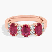 3.55 Ct Lab Created Ruby-Pink Oval Shape Gemstone Ring with Elegant White Highlights
