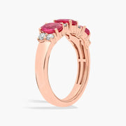 3.55 Ct Lab Created Ruby-Pink Oval Shape Gemstone Ring with Elegant White Highlights