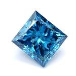 1.03 Ct deep blue princess cut lab created diamond with rich color and elegant brilliant sparkle