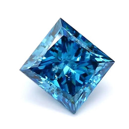 1.03 Ct deep blue princess cut lab created diamond with rich color and elegant brilliant sparkle