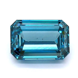 1.03 Ct deep blue emerald cut lab grown diamond with rich color and brilliant elegant sparkle