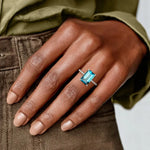 Bold gemstone ring with large center stone and statement design for eye catching look