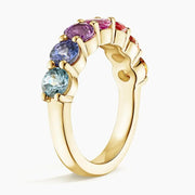 Contemporary Multi Color Birthstone Gemstone Ring Round Cut Lab Created Stone