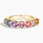 Contemporary Multi Color Birthstone Gemstone Ring Round Cut Lab Created Stone