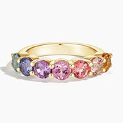 Contemporary Multi Color Birthstone Gemstone Ring Round Cut Lab Created Stone
