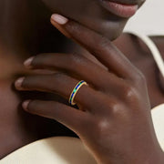 Unique gemstone ring with lab grown diamond accents in a bold and elegant fine jewelry design
