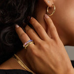 Charming gemstone ring with pink stone and polished band for romantic jewelry look