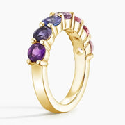Charming gemstone ring with pink stone and polished band for romantic jewelry look