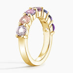 Charming gemstone ring with pink stone and polished band for romantic jewelry look