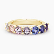 Charming gemstone ring with pink stone and polished band for romantic jewelry look