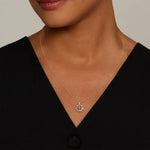 Minimalist lab created gemstone necklace with delicate chain and sparkling stone center