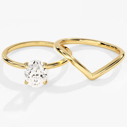 Oval Cut Chevron Ring Set