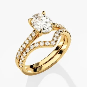 Oval Cut Chevron Ring Set