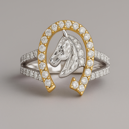 Unique Horse Head Moissanite Diamond Engagement Ring