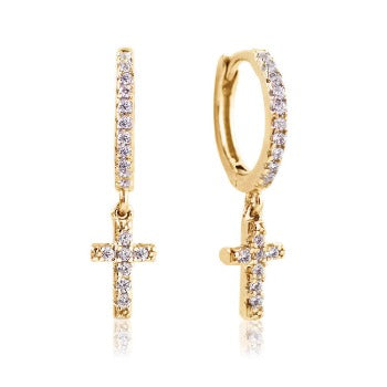 Unique Cross Dainty Hoops Earring Gorgeous Diamond Earring For Anniversary Gift - Jay Amar Gems