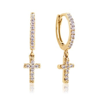 Unique Cross Dainty Hoops Earring Gorgeous Diamond Earring For Anniversary Gift - Jay Amar Gems