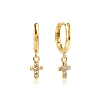 Classic Cross Stunning Huggie Earrings