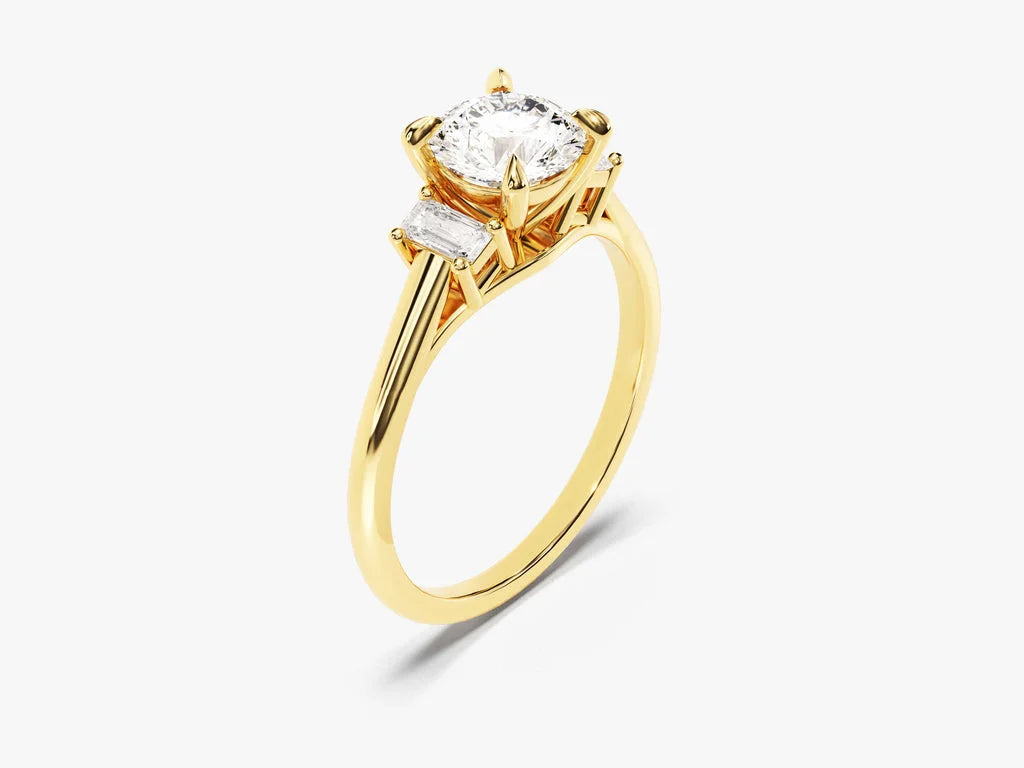 Emerald Cut Trio Moissanite Ring