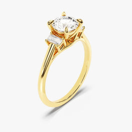 Emerald Cut Trio Moissanite Ring