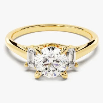 Emerald Cut Trio Moissanite Ring