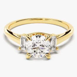 Emerald Cut Trio Moissanite Ring
