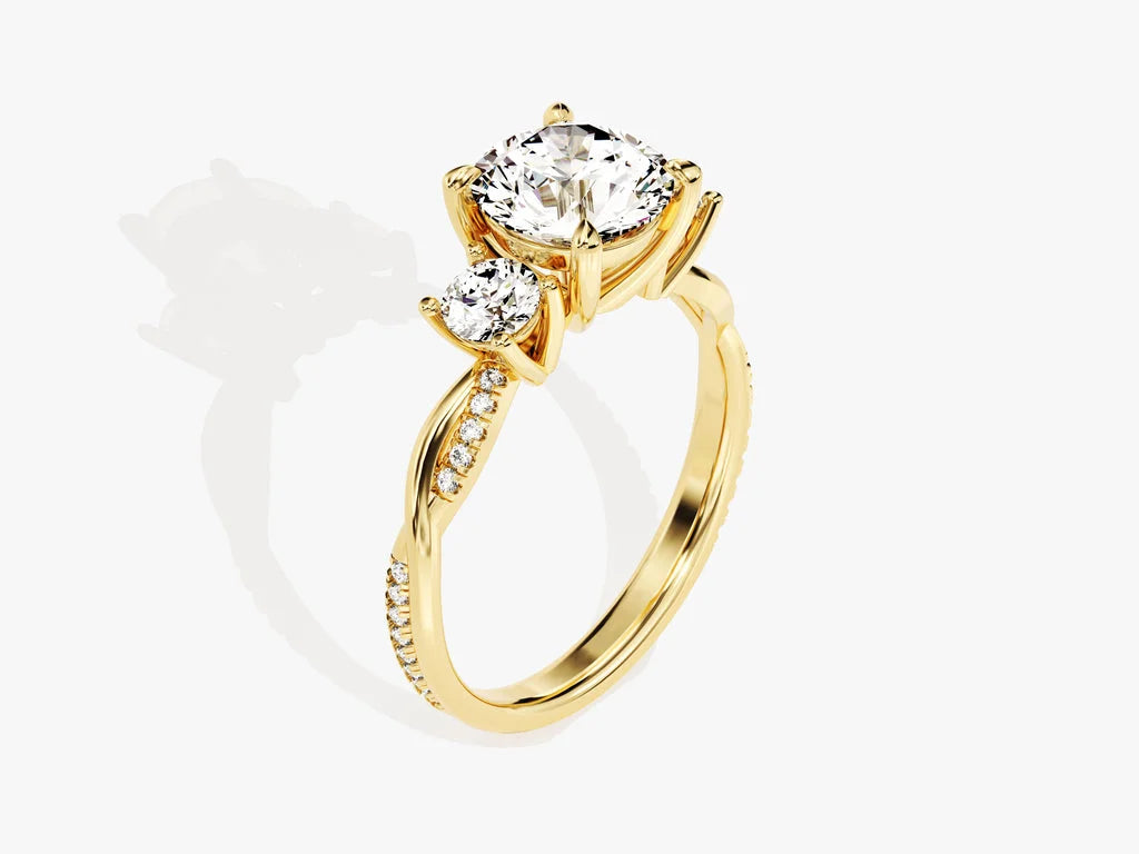 Three Stone Moissanite Unique Ring